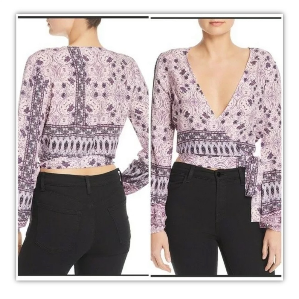 Pretty Purple Floral Wrap & Tie Blouse